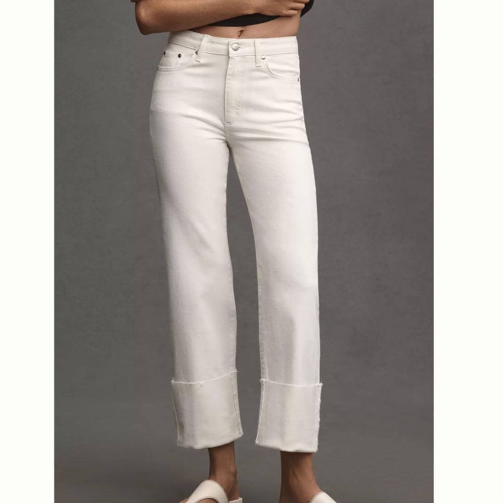 PILCRO “THE SCOTTY” HIGH-RISE CUFFED STRAIGHT-LEG JEANS